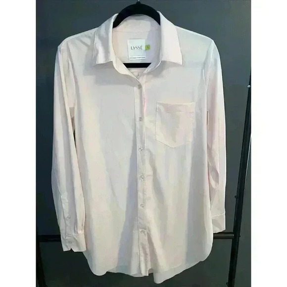 WOMEN'S LYSSE SCHIFFER 4-WAY Stretch Button Down Pink SIZE S - Picture 1 of 13